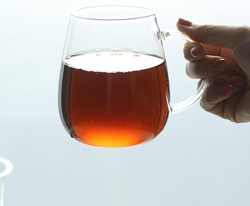 Miniatura 6 de 2 tazas de té de vidrio con infusor y tapa, tazas de vidrio transparente de 17.6 onzas, taza infusora de té de vidrio grueso, tazas de té de