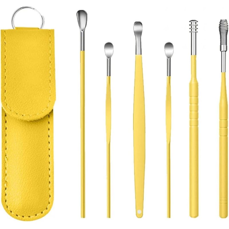 Nightstar 6 Pcs Reusable Earwax Removal Ear Cleaning Tool Set Spiral Ear Curette Tool with Leather Storage Pouch for Men Women (1 Set) (Yellow) (B0CL9TVTSC) Amazon Price History, Amazon Price Tracker