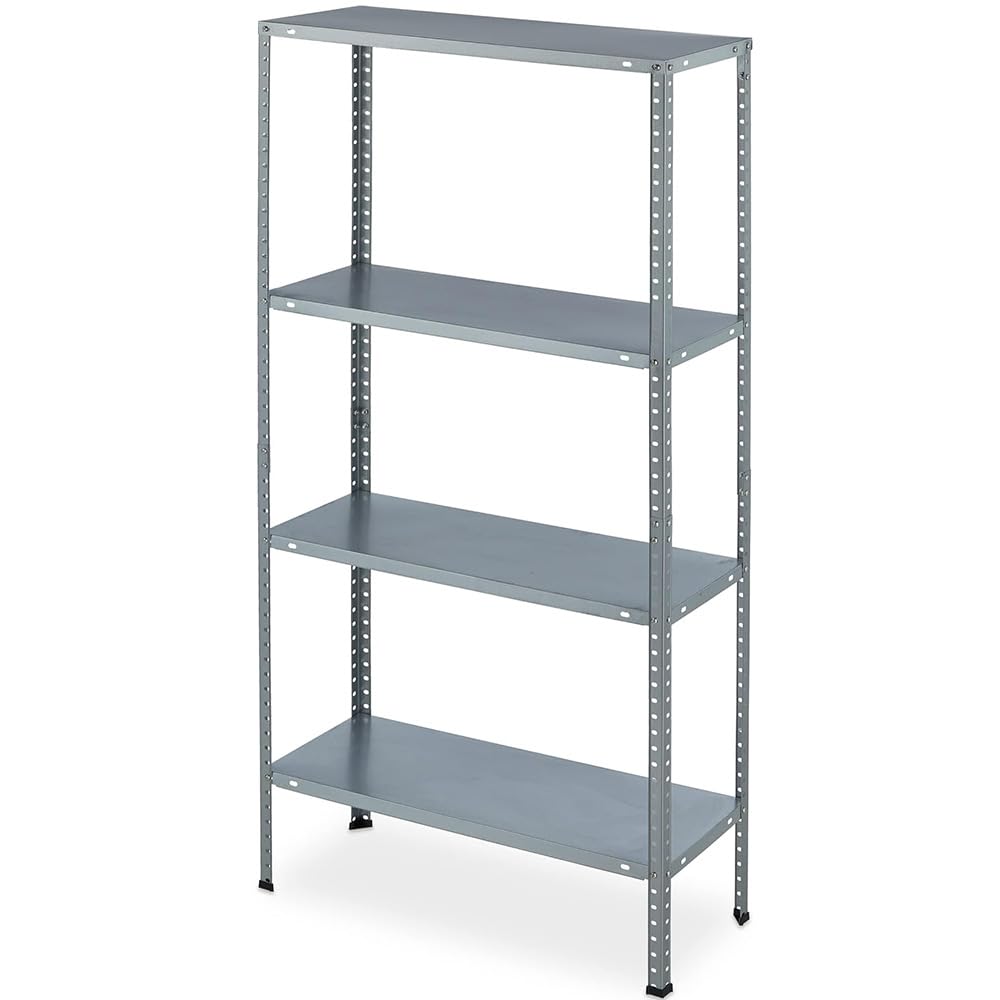 VIRSUS Scaffale in Metallo a 4 Ripiani, Misura 75x30x147 cm, Metallo Galvanizzato, Montaggio Veloce, Scaffalature per Garage, Magazzino, Portata Max 180 kg -​4410