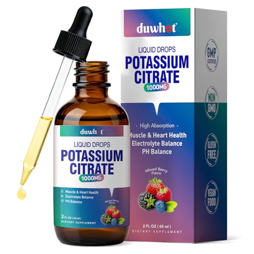 Liquid Potassium Citrate Supplement 1000mg Women & Men 2 Fl Oz