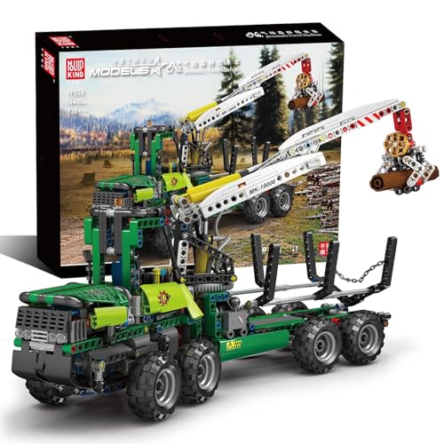Mould King 19006 Technologie Fernbedienung Pneumatic Forest Machine Bausteine, 938PCS dynamische Version des pneumatischen LKW-Modells, Bausatz für Forstmaschinen, kompatibel mit -Technik