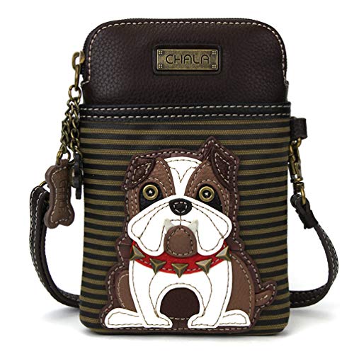 Image of CHALA Dog Collection Cell Phone Crossbody Purse-Women PU Leather /Canvas Multicolor Handbag with Adjustable Strap