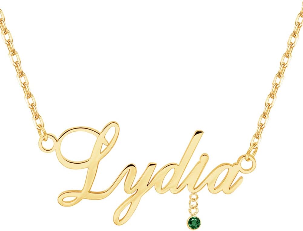 EVER2000 Custom Name Necklace, 18K Gold Plated Nameplate Personalized Jewelry Gift for Women