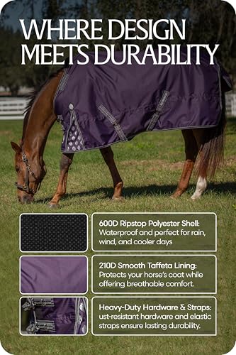 Image of Equinavia Norse Horse Blanket Waterproof, Dry, Lightweight Turnout Blanket | Breathable Turnout Horse Sheets for Real Horses for Wet Mild Weather Use, Durable, No Fill Rain Protection, Outdoor Coverage