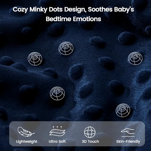 Image of PHF Minky Baby Blanket for Boys, 40x50 Inches Soft Double Layer Baby Blankets with Dotted Backing, Receiving Blanket Bed Throws for Newborn, Infant, Babies, Navy Dinosaur