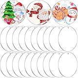 Caffox 50Pcs Acrylic Ornament Blanks, 3 Inch Round Circle Acrylic Blanks Bulk for Vinyl Clear Acrylic Discs Keychain with Hole for Engraving DIY Projects and Art Crafts