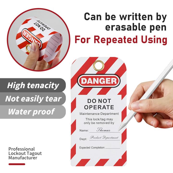 HiLKCO 20 Pack Lockout Tagout Tags OSHA Compliant Loto with 20 Zip Ties Do Not Operate Tags Electrical Equipment Repair