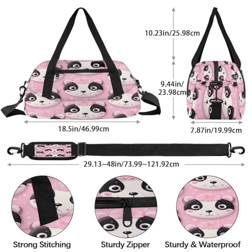 Beautiful Cartoon Panda Kids Duffle Bag Boys Girls Small Sport Dance Gym Bag for Overnight Travel Weekender Carry On4
