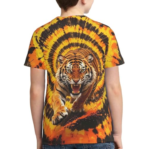 Image of Big Kids Tie Dye Shirt for Boys Girls Short Sleeve Hippie Tshirt Senior Tee