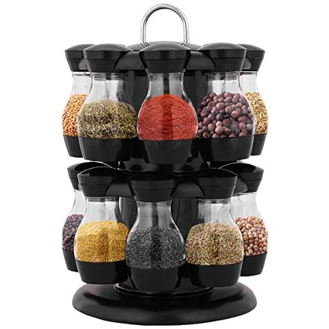 COSTWAY Gewürzregal drehbar, Gewürzkarussell aus ABS Cover