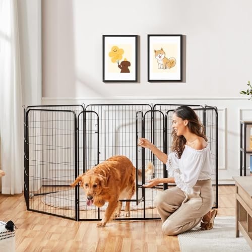 Image of Yaheetech Metal Dog Playpen Outdoor, 40 inch Height Foldable 16 Panels Indoor Exercise Pen with Easy-Carry Straps&Stakes Storage Bag for Large /Medium /Small Dogs Animals Pets for RV Camping Yard Gate