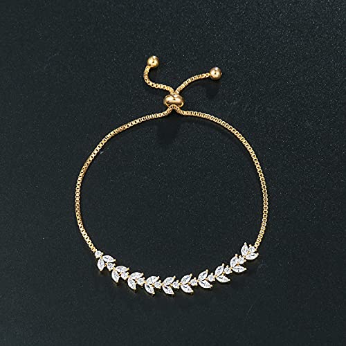 Adjustable Bridal Wedding Tennis Bracelets for Women, Marquise Teardrop Cubic Zirconia Jewelry Chain Bracelet for Party Prom4
