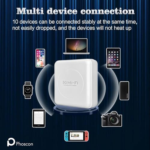 Image of 5G Portable WiFi Hotspot Router, 2Gbps High-Speed Wireless Dongle with 10000mAh Battery, Dual Band 2.4GHz /5.8GHz, Supports 10 Devices, Unlocked for 5G /4G LTE /3G All SIM Cards, Travel Mobile WiFi