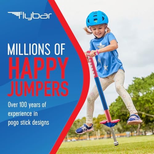 Flybar Maverick Pogo Stick for Kids Ages 5+, 40 to 80 Pounds, Perfect for Beginners, Easy Grip Handles, Anti-Slip Pegs, Outdoor Toys for Boys, Jumper Toys for Girls, Outside Toys for Kids (RD/WH/BL) - Thumbnail 3