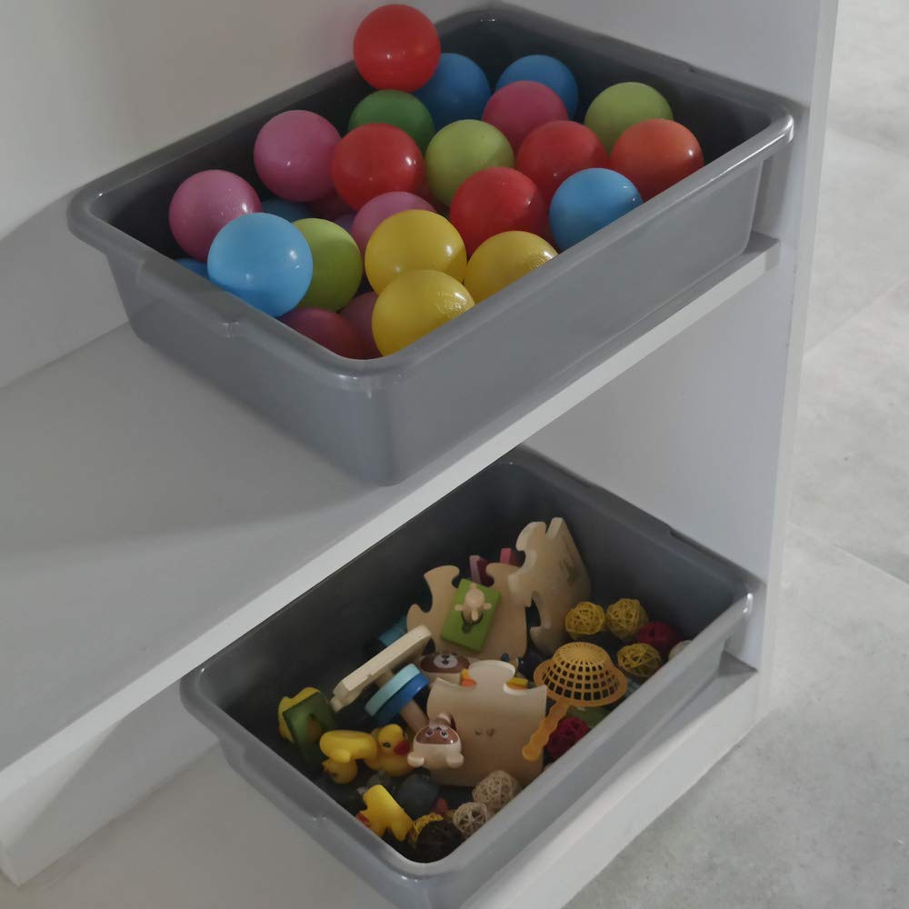 Cadine Set di 4 Bacinella Plastica Grande Rettangolare, Vaschetta Plastica Rettangolare, Grigio