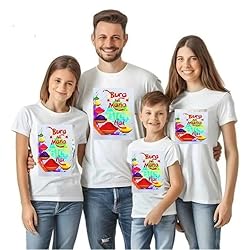 Diamond Craft Unisex Dryfit Bura na Mano Print Holi T-Shirt for Men Women Couple Kids Adult Boy Girl Family