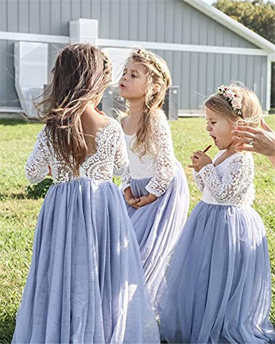 Image of Topmaker Flower Girl Dress for Toddler Baby Girls,Lace Tulle Dress for Wedding,Birthday Party,Photoshoot,Special Occasion