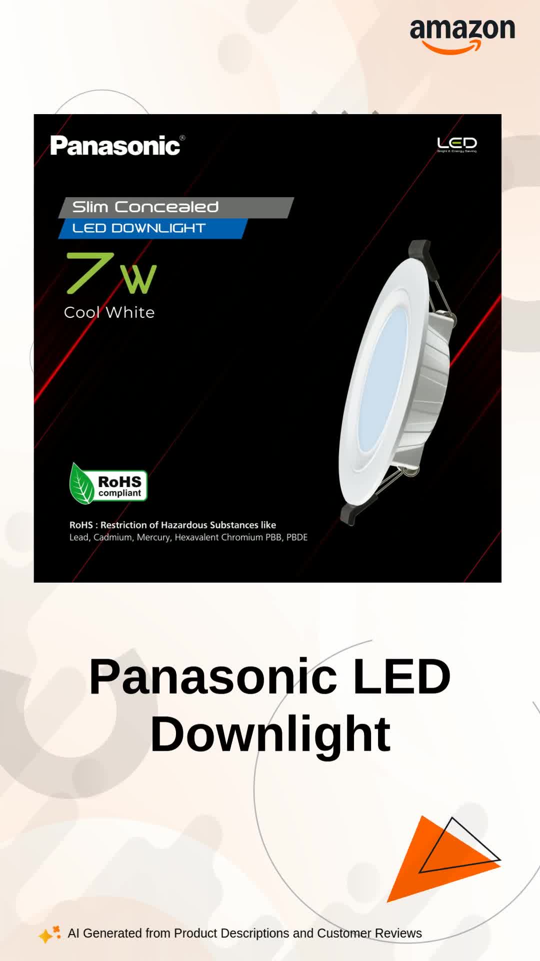 Panasonic 7 Watt LED Concealed Downlighter, LED Recessed Downlight