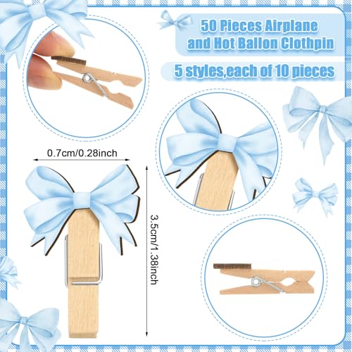Image of Patelai 321 Pcs Blue Bow Baby Shower Games Supply for Boy 5 Set Include 250 Activity Cards 20 Pencils 1 Don't Say Baby Sign 50 Clothespins for Price is Right Prediction Bingo Game Party Decor