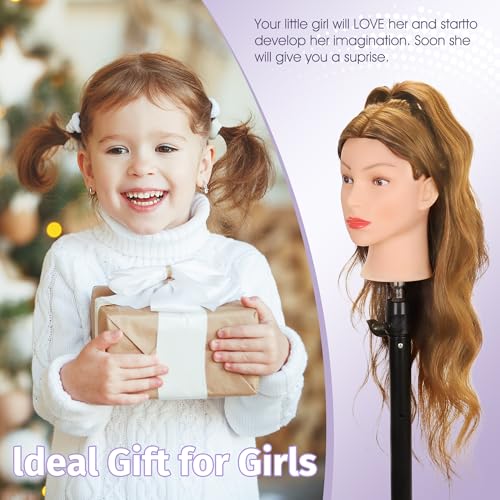 mannequin head human hair 80 real hair cosmetology mannequin head for braiding styling cutting 26-28 doll head with clamp tools blonde