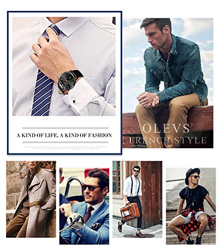Olevs Mens Minimalist Watch For Men Male Leather Band All Black Ultra Thin Big Face Large Dial Slim Casual Simple Dress Waterproof Date Calendar Analog Quartz Wrist Watches Strap For Teen Boys Gifts #TOP6