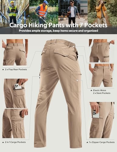 MOURCE Mens Hiking Pants Lightweight - Quick Dry Water Resistant Travel Pants with 7 Pockets for Camping Fishing Outdoor3