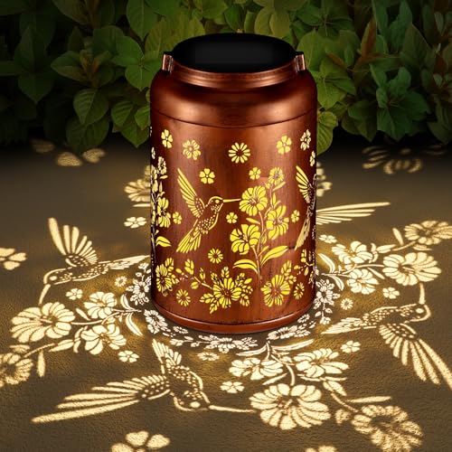 Lanterne solaire colibri en métal forgé étanche pour illuminer avec élégance votre terrasse