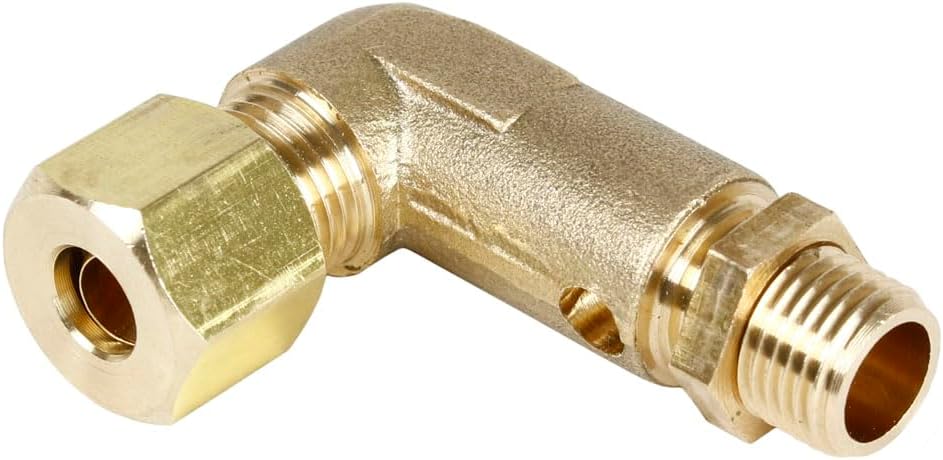 1/4" x 1/8" 90° Air Compressor Unloader Valve Elbow for 2-Stage Compressor Pump Heads, Brass Fitting, Replacement Pressure Relief Connector