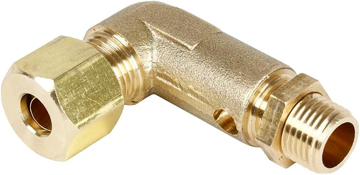 1/4" x 1/8" 90 Air Compressor Unloader Valve Elbow, Brass Fitting | For 2-Stage Compressor Pump Heads, Replacement Pressure Relief Connector