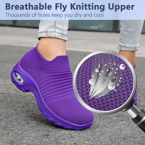 Image of Non Slip Work Shoes Women, Slip On Sneakers Women,Work Shoes Walking Gym Nurse Mesh Casual Fashion Sneakers Comfort Breathable Lightweight