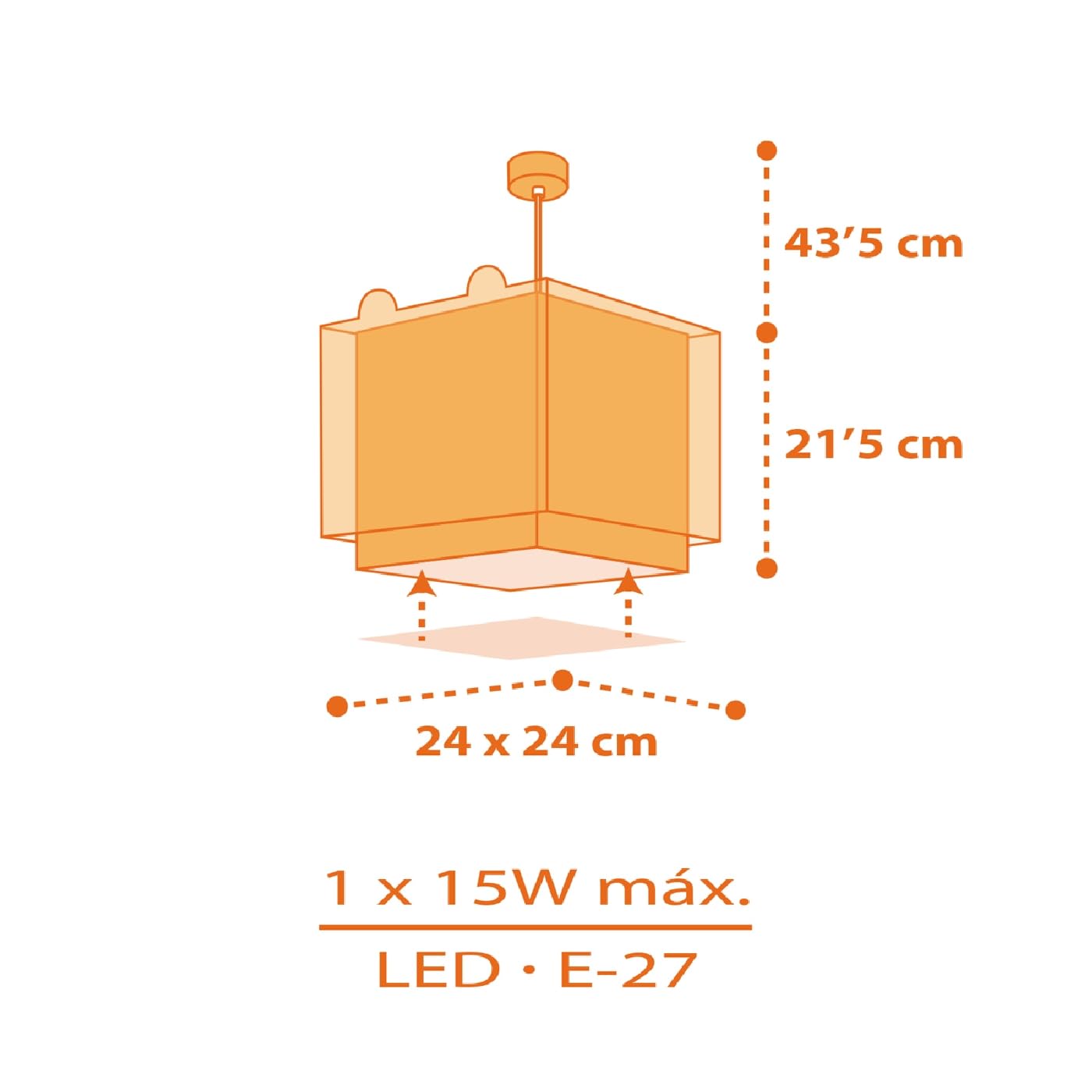 Dalber Lámpara Techo Colgante Infantil Little Tiger Tigre 64562M E27 | Incluye difusor de luz inferior extraible; Habitación niña; lámparas infantiles; Animales