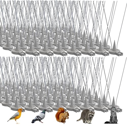 Demiwise Bird Spikes, 16 Packs Pigeon Deterrent, Stainless Steel Bird Spikes Deterrent for Outside, Spikes Coverage 16 Feet, for Patio, Balcony and Garden Fence
