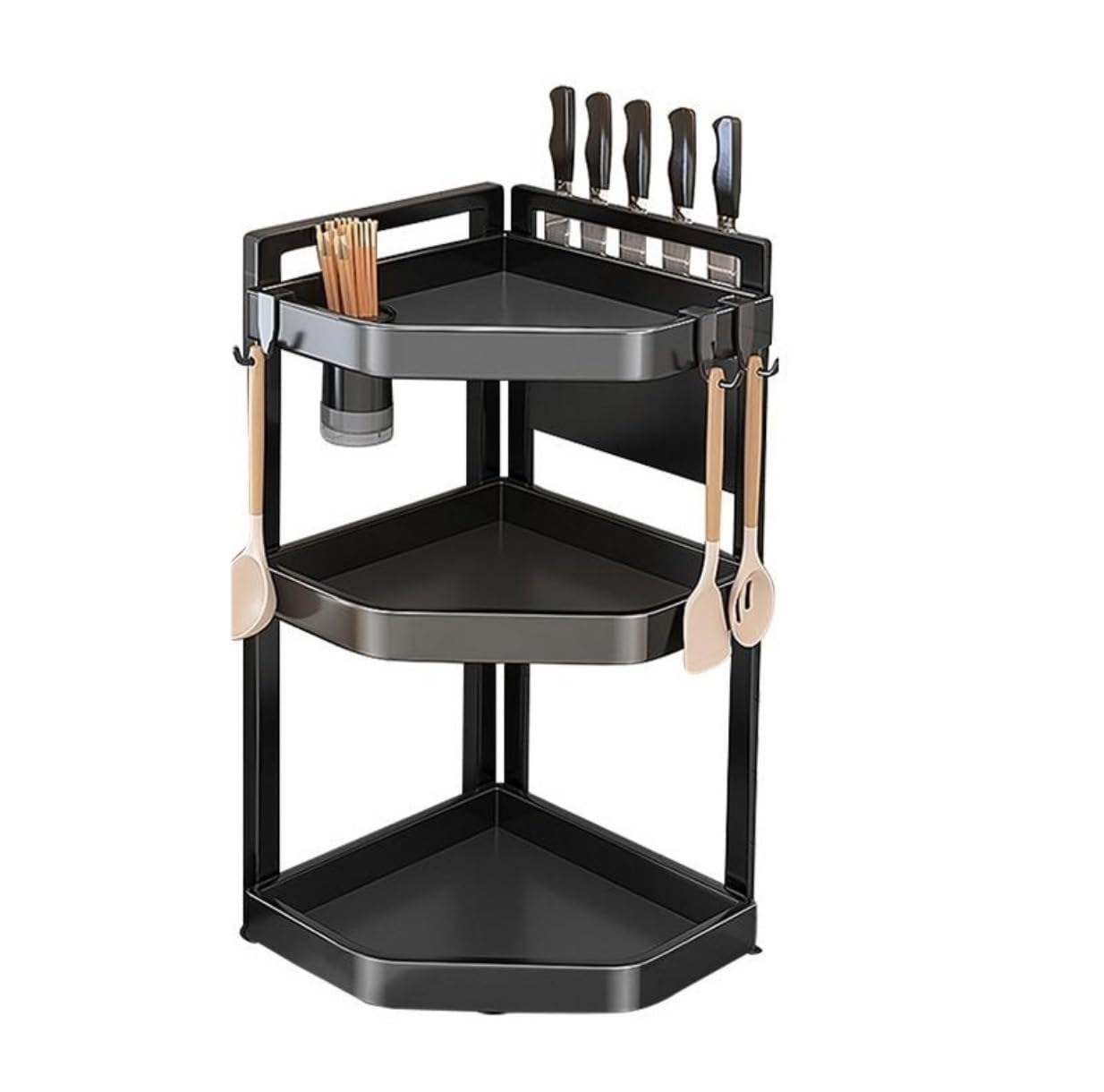 FYIYIEW spice rack, 3-Tier Spice Rack Carbon Steel Jars Organiser For Countertop Storage Shelf Organizer(47 * 32 * 70cm)
