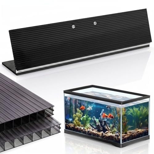 Sieral Aquarium Canopy Set Polycarbonate Greenhouse Panels 15.37 x 7.63 x 0.12 Inch for 5/10 Gallon Fish Tank Without Center Brace Aquariums Cover Fish Tank Lid Black
