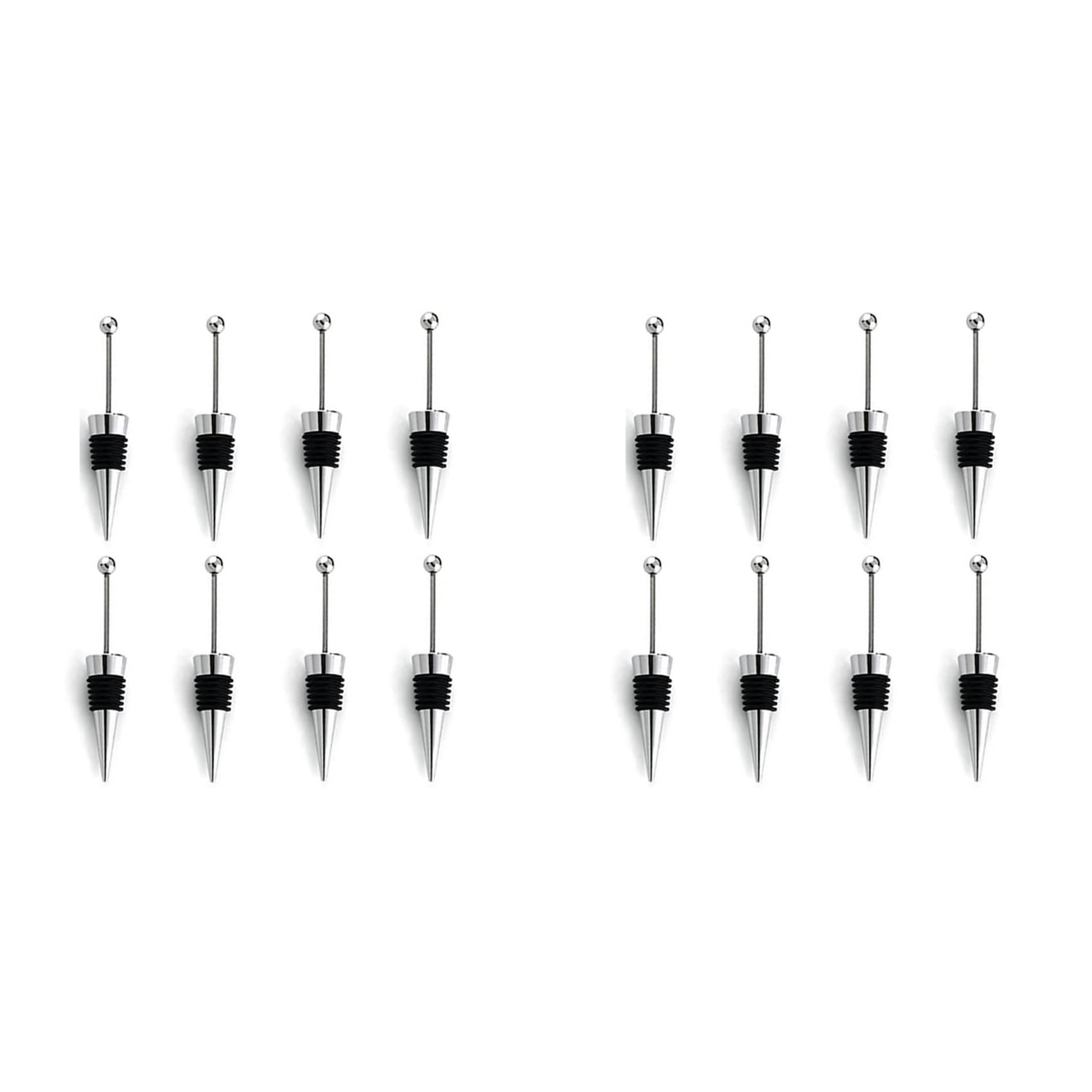 Aundhegrtt 16Pcs Wine Stoppers for Wine Bottles, Metal Wine Saver Beer Stopper, Reusable Wine Corks Silicone Wine Stopper