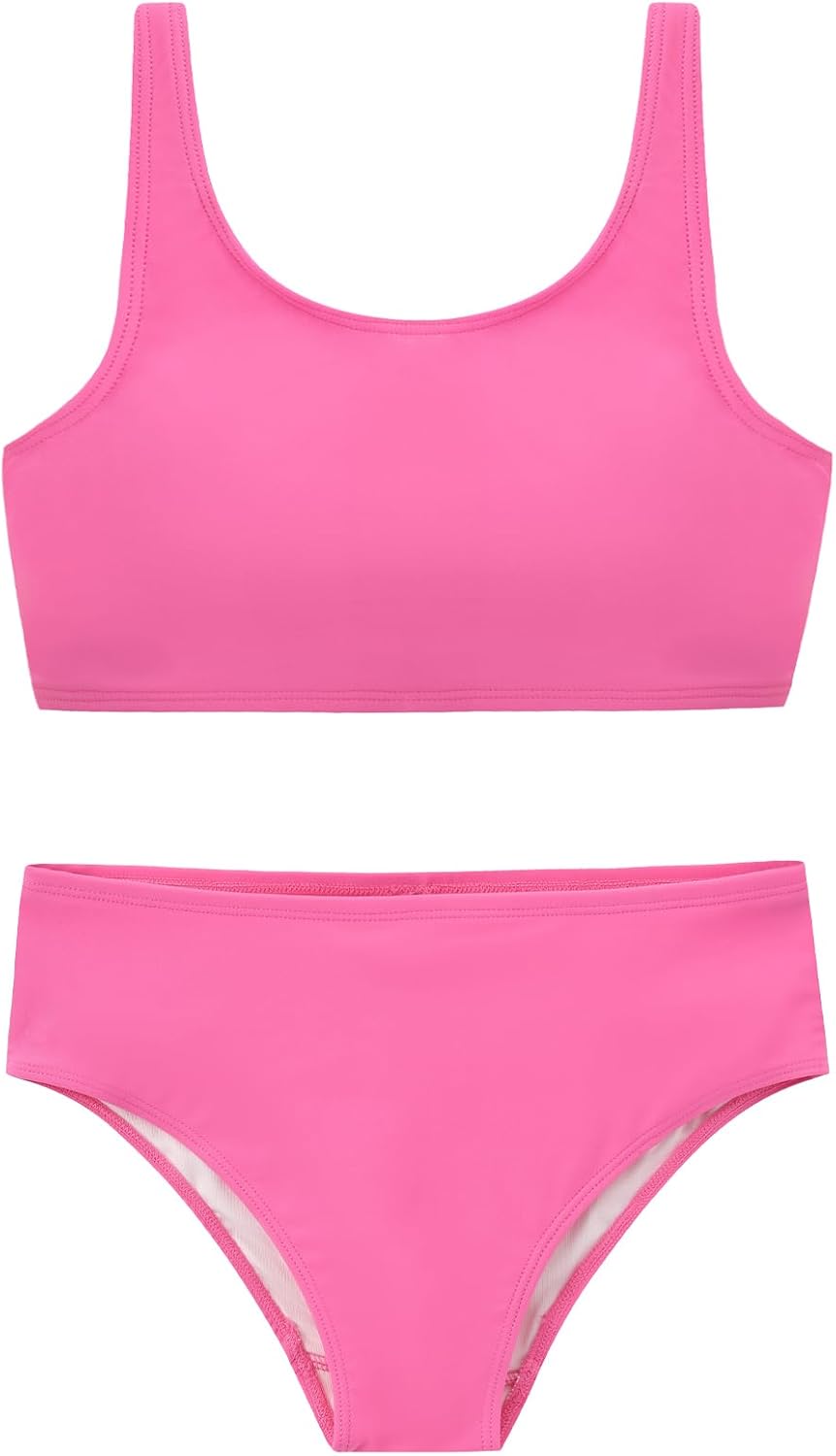 Girls' Two-Piece Bikini Sets, UPF 50+ Sun Protection Swimwear with Fully Lined and Removable Chest Pads
