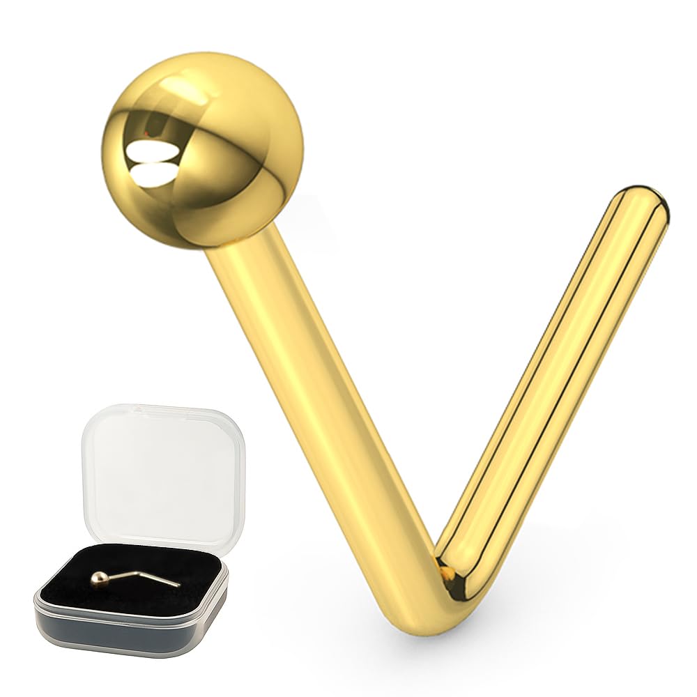 9K Amarillo Oro Llano Superior Calibre 22 L Curva Nariz r?Tula Piercing