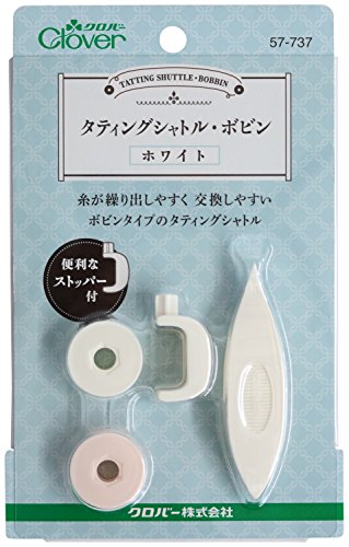 Lanzadera de encaje Clover 57-737 evita enredos en tatting y tejido manual blanco