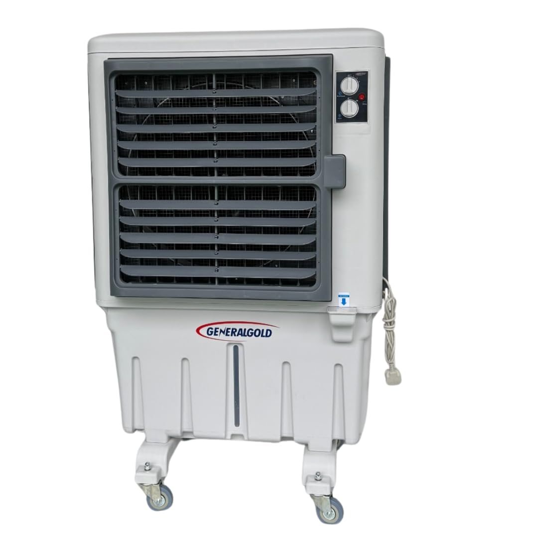 General Gold Evaporative Desert Air Cooler, 60L Water Tank, Honeycomb Media, 3-Speed Fan, Outdoor, Commercial and Industrial Portable Large Heavy Duty Big Air Conditioner Fan For Home Office Garden