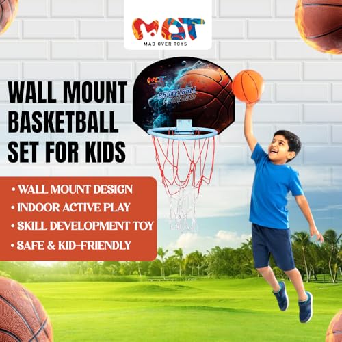 Image of 3-in-1 Wall Mount Basketball Hoop for Kids|Indoor Hanging Basketball Set with Tic-Tac-Toe & Dot Game with Marker Ball|Sports Toy & Creative Board for Boys & Girls 3+|Birthday Gift