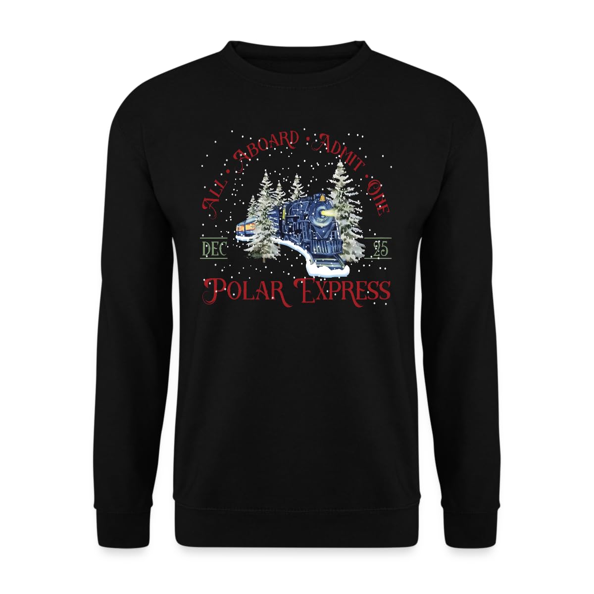 Unibly Men's Black All Aboard Polar Express Christmas Jumper, Xl