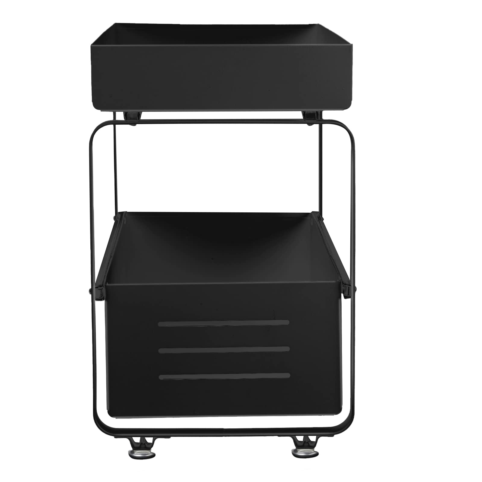 HUOLE Almacenaje Bajo Fregadero 2 Niveles Organizador con cestas deslizantes Especiero con 2cajones Acero Inoxidable Organizador para Cocina,Baño,Oficina-40 * 25.5 * 39.5cm-negro-2pc
