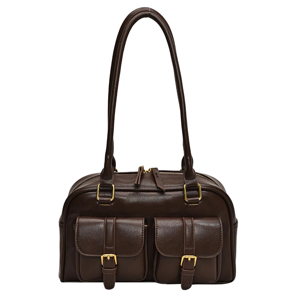 Sac à bandoulière en cuir synthétique pour femme, double poche, sac fourre-tout Boston pour les trajets quotidiens