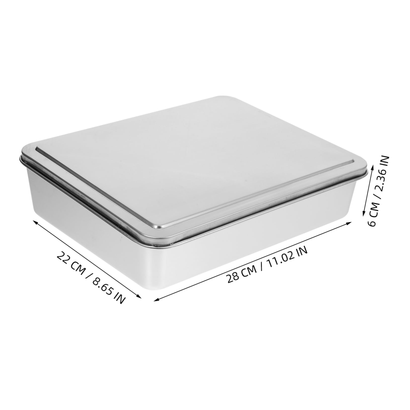 Bandeja para Hornear Tiramisú con Tapa de Acero Inoxidable, 1 Pieza | Color Plata, Gran Capacidad, para Hornear Pastel, Guardar Dulces y Chocolate, Uso en Salas de Repostería