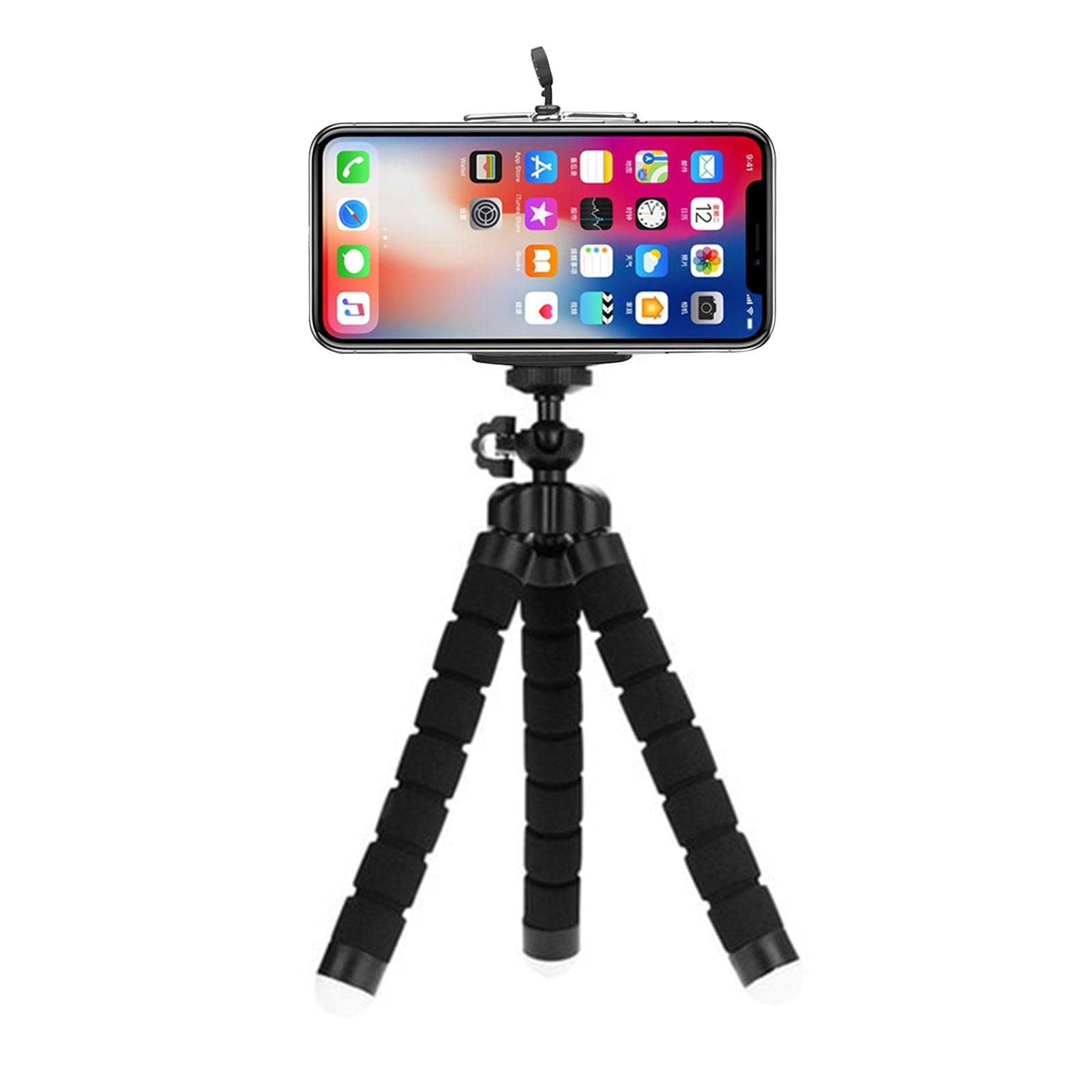 eWINNER Flexible Tripod Mini Universal Octopus Leg Style Portable and Adjustable Tripod Stand with Clip Bracket Mount Holder for Mobile Phone selfie Cellphone Smartphone Digital Camera (Black)