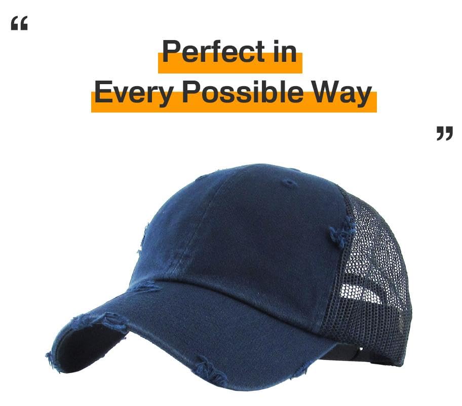 Image of KBETHOS Vintage Washed Distressed Cotton Dad Hat Baseball Cap Adjustable Polo Trucker Unisex Style Headwear Adjustable