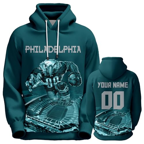Custom Football Hoodies Personalized 3D Mascot Sweatshirts Rugby Gifts for Men Women Youth Add Name and Number