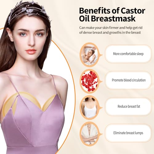 Castor Oil Pack, Reusable Castor Oil Packs Kit Adjustable Elastic Castor Oil Cloth Safe Organic German Cotton Plus Size for Belly, Waist, Back, Neck and Joint Care (Breast Pack)