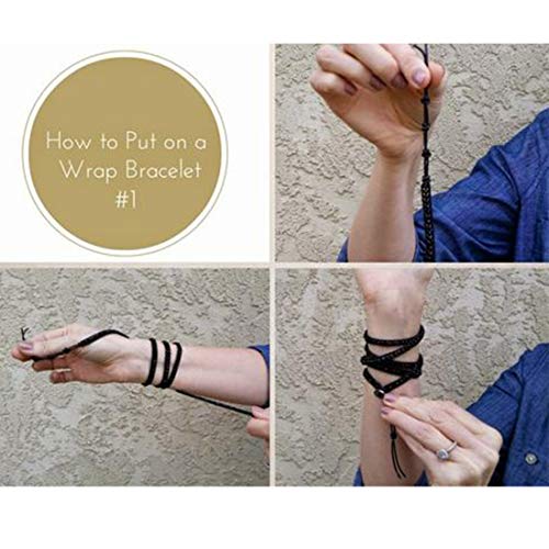 Image of YGLINE Natural Stone Beaded Healing Wax String 5 Wraps Bracelets