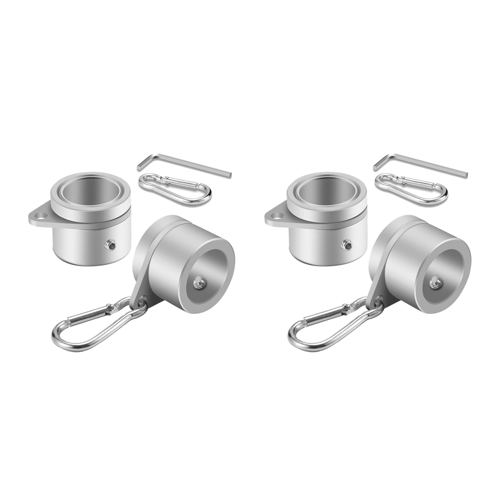 Jnchdghwa Silver 4 Pcs Flag Pole Rings Anti Wrap Flag Pole Clips Swivels 360° Rotating Flagpole Flag Mounting Rings 1 Inch